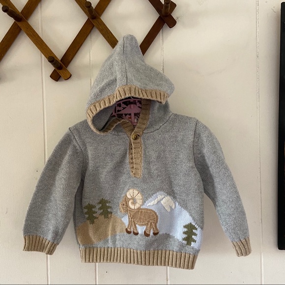 Gymboree Other - Gymboree • Grey Ram Knit Hooded Sweater
